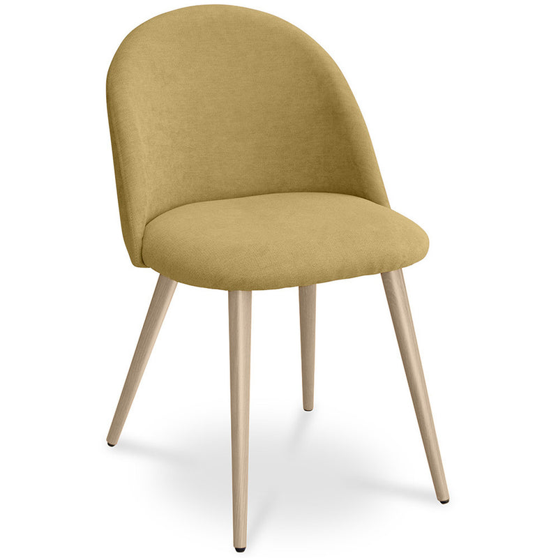 Dining Chair Upholstered in Fabric - Scandinavian Style Solid Natural Wood Style Legs- Evelyne