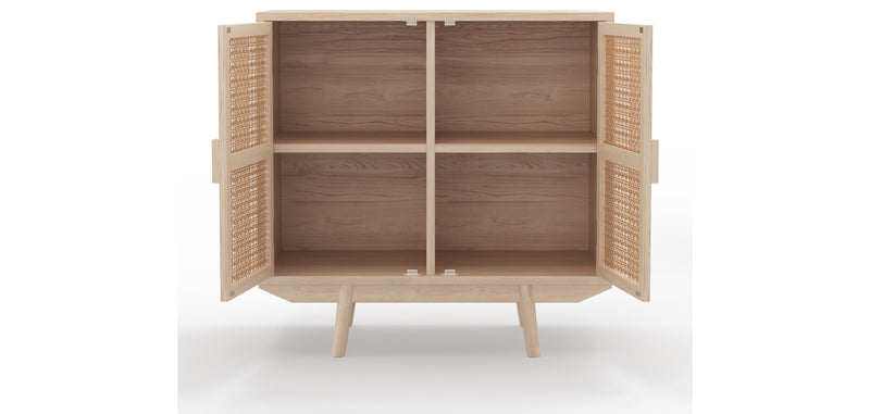 Buffet en Bois Naturel - Design Boho Bali - 2 Portes - Treys