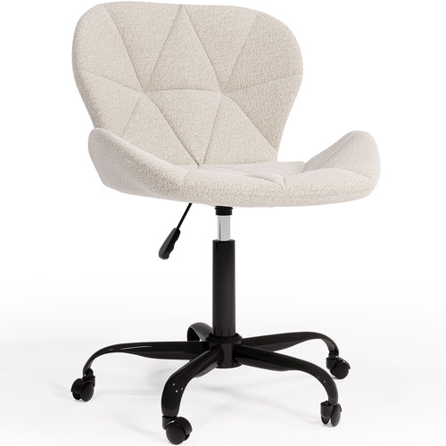 Chaise de bureau avec roulettes - Chaise pivotante de bureau - Rembourrée en tissu bouclé - Structure noire Wito