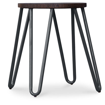 Okrągły stołek barowy - industrialny design - drewno i stal - 43cm - Hairpin