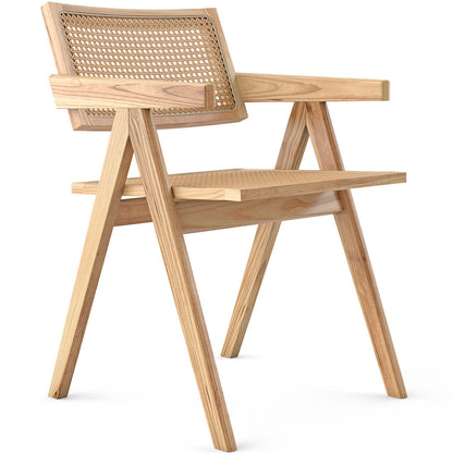 Chaise de salle à manger en rotin canné - avec accoudoirs - Kane
