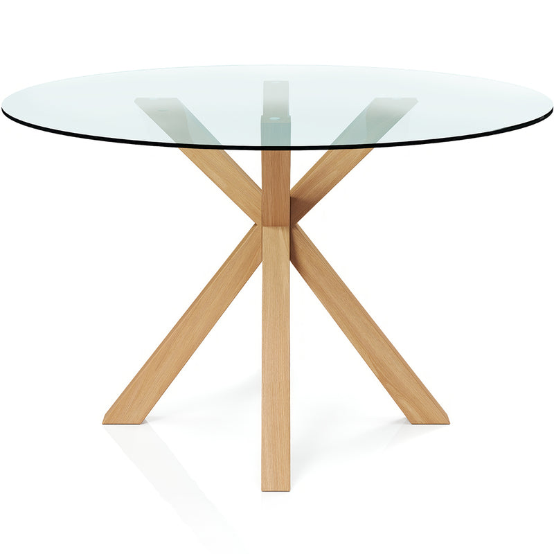 Mesa de jantar redonda - 120CM - Vidro  - Tauwa - Natural