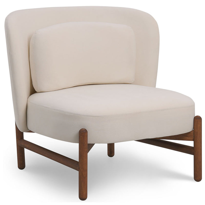 Fauteuil rembourré en velours et bois - Brina
