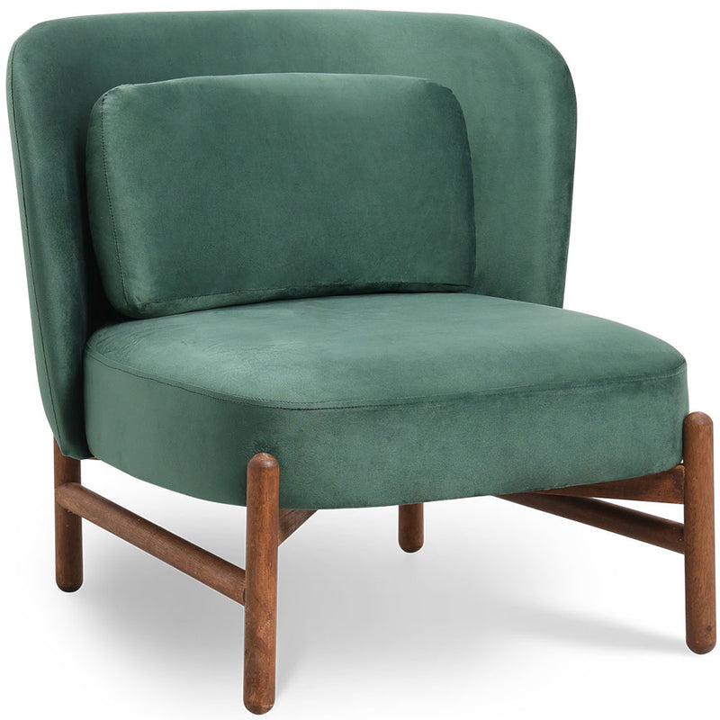 Fauteuil rembourré en velours et bois - Brina
