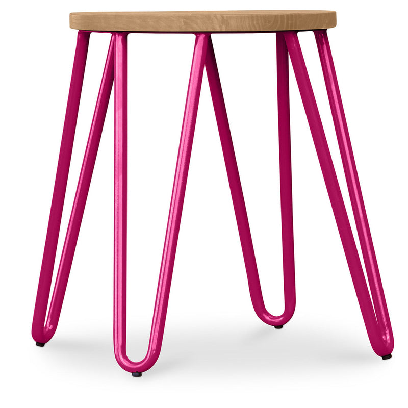 Tabouret Hairpin - 42cm - Bois clair et métal