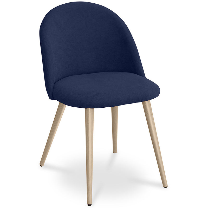 Dining Chair Upholstered in Fabric - Scandinavian Style Solid Natural Wood Style Legs- Evelyne