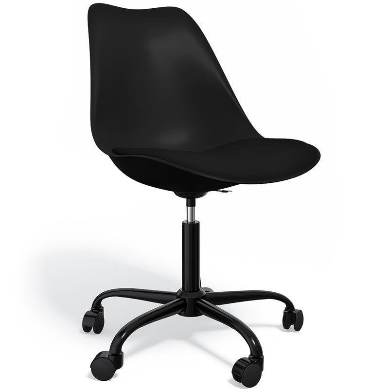 Chaise de bureau avec roulettes - Chaise de bureau pivotante - Cadre noir Tulip
