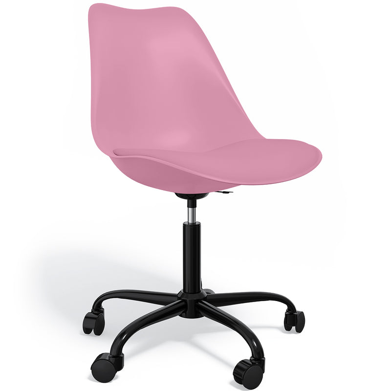 Chaise de bureau avec roulettes - Chaise de bureau pivotante - Cadre noir Tulip