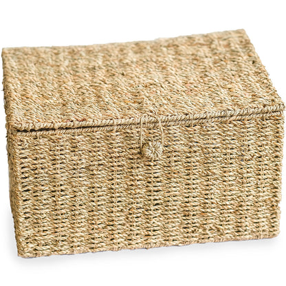 Kosz z naturalnego włókna z pokrywą - 40x30CM - Baulera