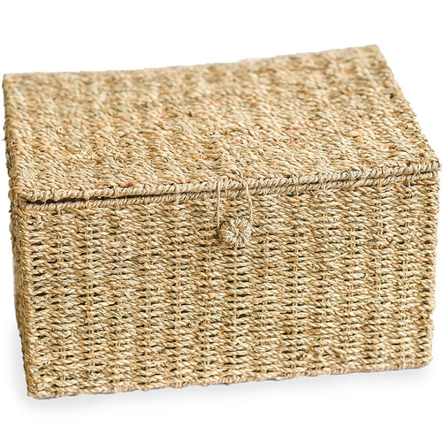 Kosz z naturalnego włókna z pokrywą - 40x30CM - Baulera