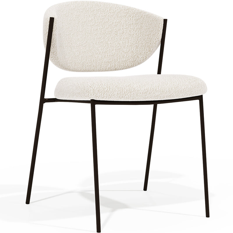 Eetkamerstoel - Bekleed met bouclé-stof -  zwart metaal - Seda - Wit