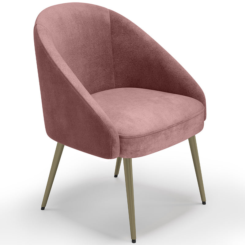 Fauteuil design - Revêtu de velours - Pied dorée - Wasda