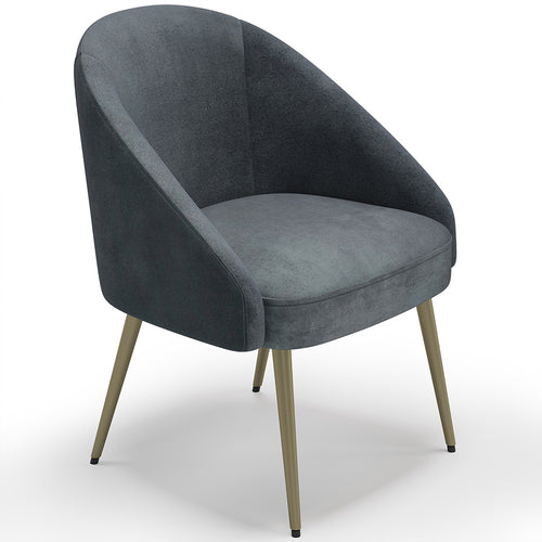 Poltrona design - Revestida em veludo - Pé dourado - Wasda