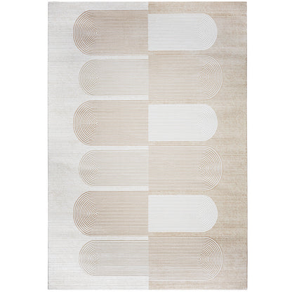 Groot vloerkleed met eigentijds modern design - Beige (290x200 cm) - Qyar