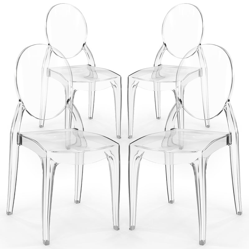 Pack of 4 Dining Chairs Transparent - Estilo Victoria - Transparent