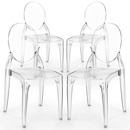 Pack de 4 Cadeiras de Jantar Transparentes - Estilo Victoria - Transparente