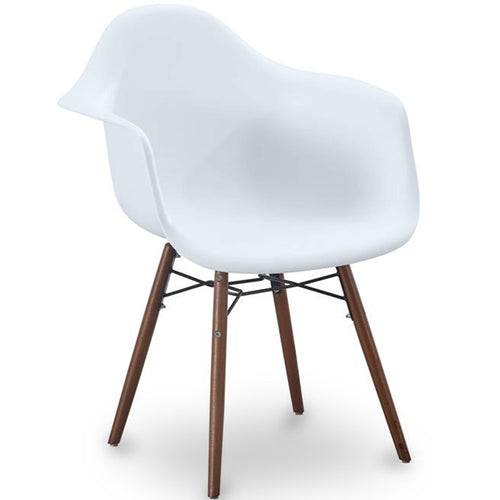 Silla de Comedor - Diseño Escandinavo - Patas de Madera oscura - Nordika - Blanco