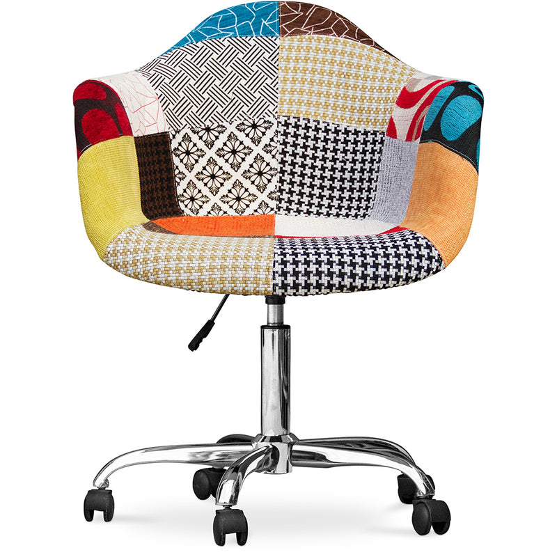 Office Chair with Armrests - Desk Chair with Wheels - Upholstered in Patchwork - Patty - gallery 1