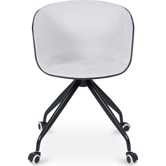 Upholstered Office Chair with Armrests - Desk Chair with Castors - Black and White - Jodie - gallery 1