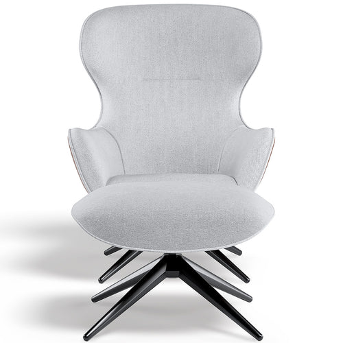 Contemporary Upholstered Design Armchair with Footrest - Derta