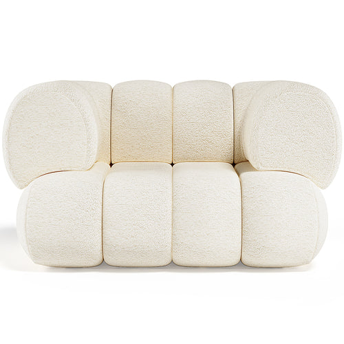 Bouclé Fabric Upholstered Armchair - Modern Style - Curved Teddy