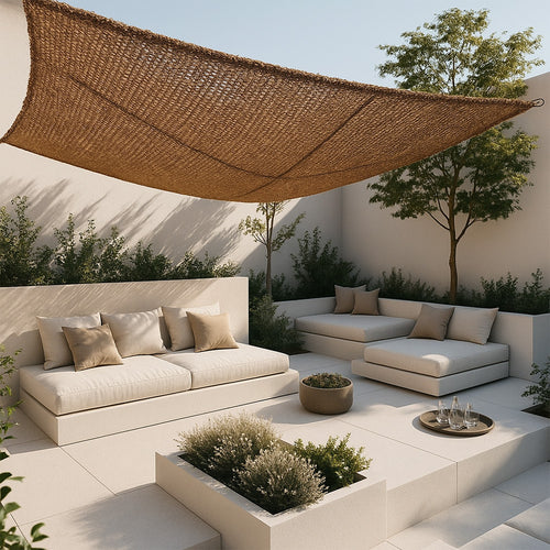 Coconut fiber awning 5x5M - 100 % Natural shade sail - gallery 1