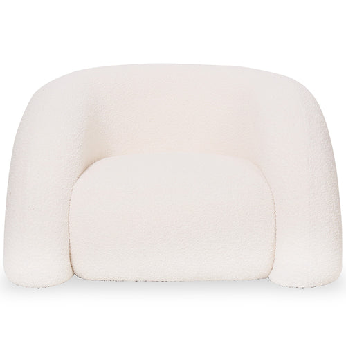 Modern Armchair Upholstered In Cream White Bouclé Fabric – Curved And Comfortable Design - Gab