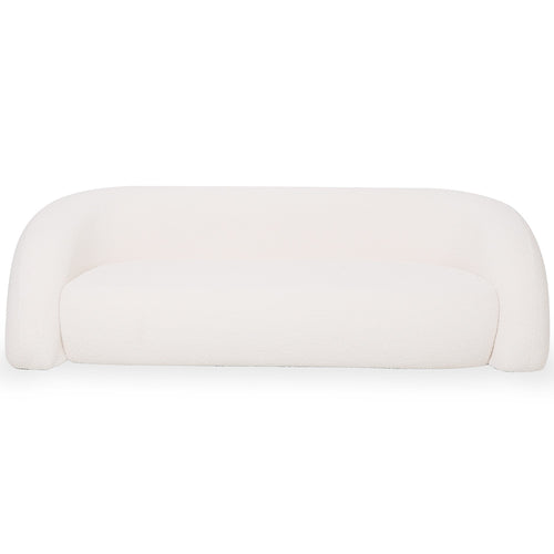 Sofa 2 m Curved in White Bouclé Fabric - 3-Seater – Modern and Elegant Design – Ashton