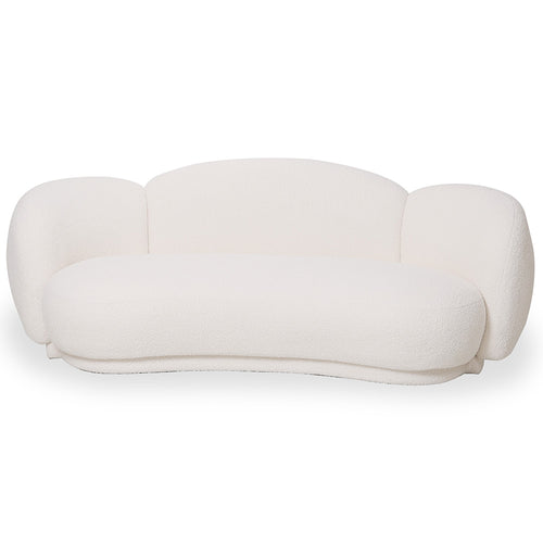 Curved Sofa Upholstered In White Bouclé – Modern And Elegant Design - Sorela