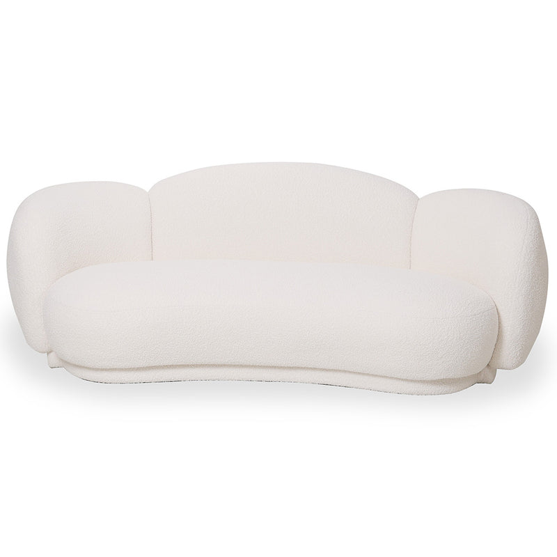 Curved Sofa Upholstered In White Bouclé – Modern And Elegant Design - Sorela