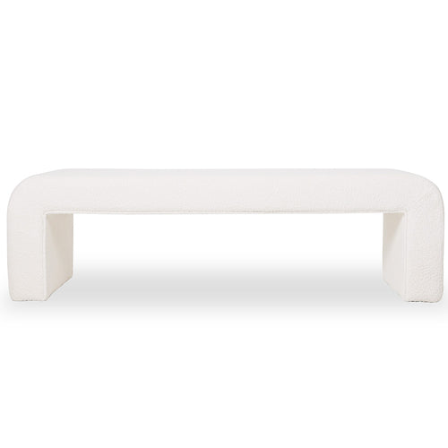 Bench Upholstered In White Bouclé Fabric - Modern Elegant Minimalist - Karla
