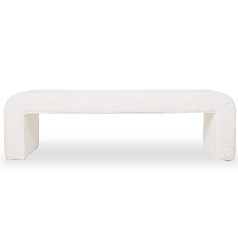 Bench Upholstered In White Bouclé Fabric - Modern Elegant Minimalist - Karla