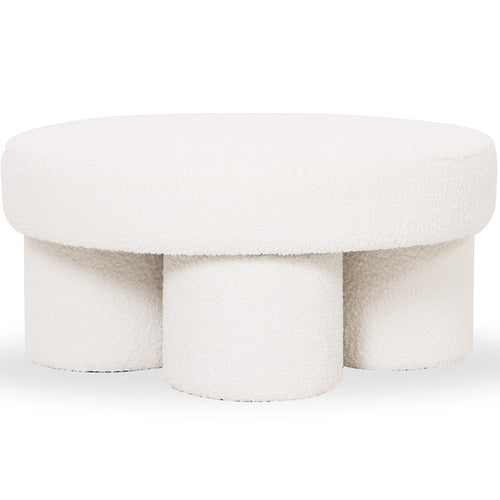 Puf de diseño en bouclé blanco - Mesa de centro moderna - Sera
