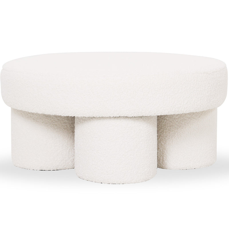 Designer Ottoman In White Bouclé – Modern Coffee Table - Sera