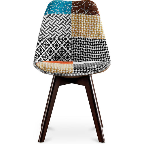 Dining Chair Denisse Upholstered Scandi Design Dark Wooden Legs Premium New Edition - Patchwork Patty
