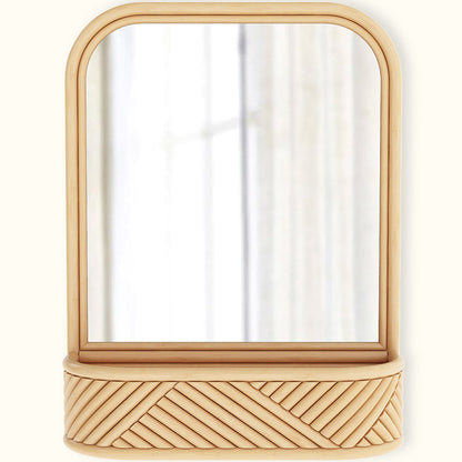 Espejo de pared con marco de ratán - diseño bohemio balinés - Amara