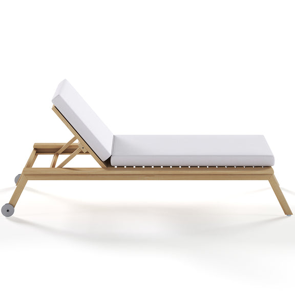 Teak Wood Sun Lounger with Cushion - Steela - gallery 3