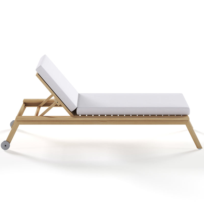 Teak Wood Sun Lounger with Cushion - Steela - gallery 3