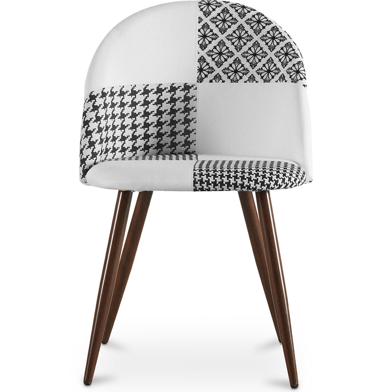 Dining Chair - Upholstered in Black and White Patchwork - Evelyne
