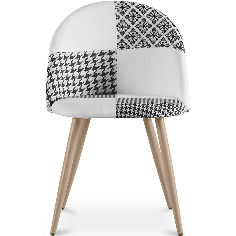 Dining Chair - Upholstered in Black and White Patchwork - Evelyne