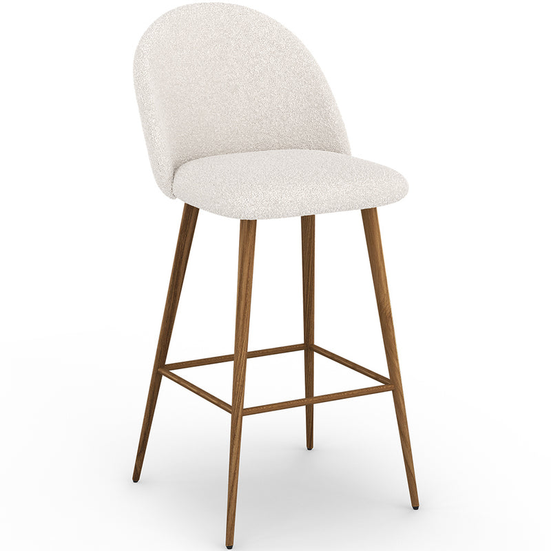 Stool Upholstered in Bouclé Fabric - Scandinavian Design - 76 cm - Evelyne