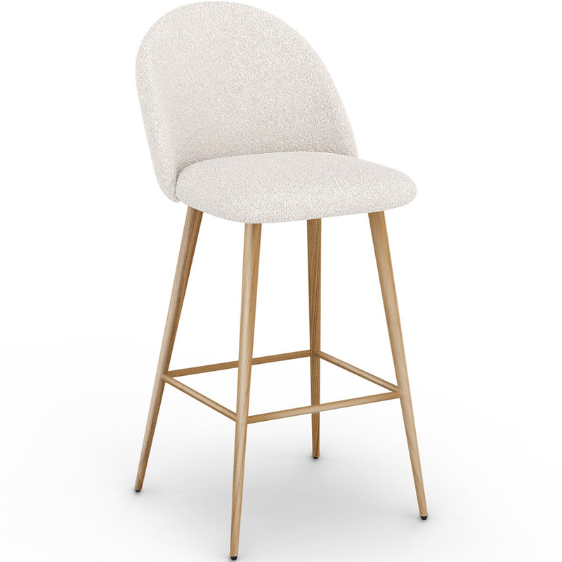 Stool Upholstered in Bouclé Fabric - Scandinavian Design - 76 cm - Evelyne