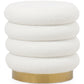 Round Pouf Upholstered in Bouclé Fabric - Marie