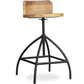 Taboret Design Industrialny - Retro - Drewno i Metal - Onawa