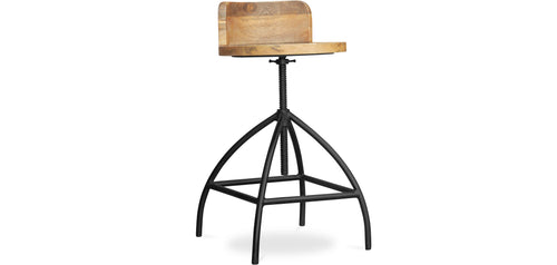 Taboret Design Industrialny - Retro - Drewno i Metal - Onawa