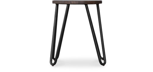 Okrągły stołek barowy - industrialny design - drewno i stal - 43cm - Hairpin