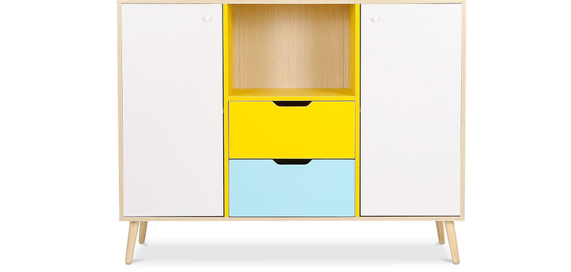 Buffet en Bois - Design Multicolore - Style Scandinave - Grap