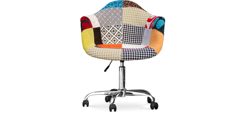 Chaise de bureau avec accoudoirs - Chaise de bureau à roulettes - Tapissée en patchwork - Patty
