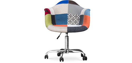 Chaise de bureau avec accoudoirs - Chaise de bureau à roulettes - Tapissée en patchwork - Pixi