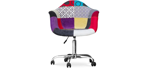 Chaise de bureau avec accoudoirs - Chaise de bureau à roulettes - Tapissée en patchwork - Ray